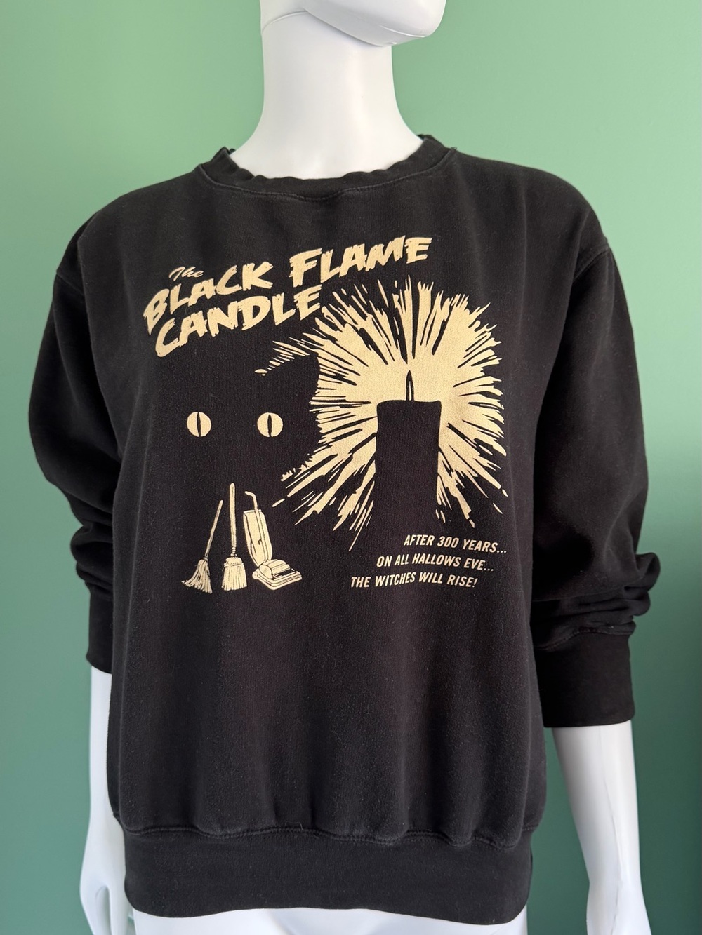 Whosits and Whatsits Black Flame Candle Graphic Crewneck Sweatshirt - Black